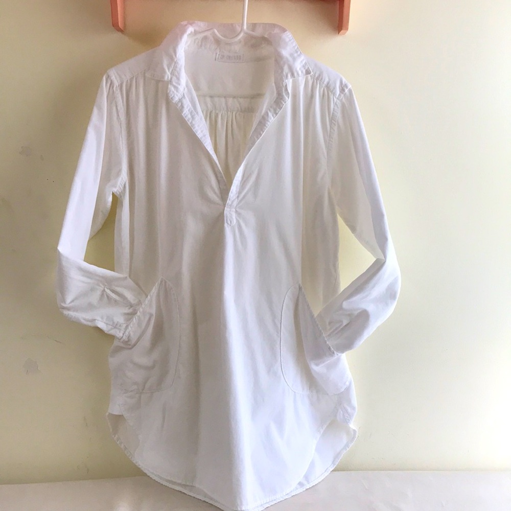 CP Shades sz S tunic white cotton Micro wale corduroy pop over top easy breezy